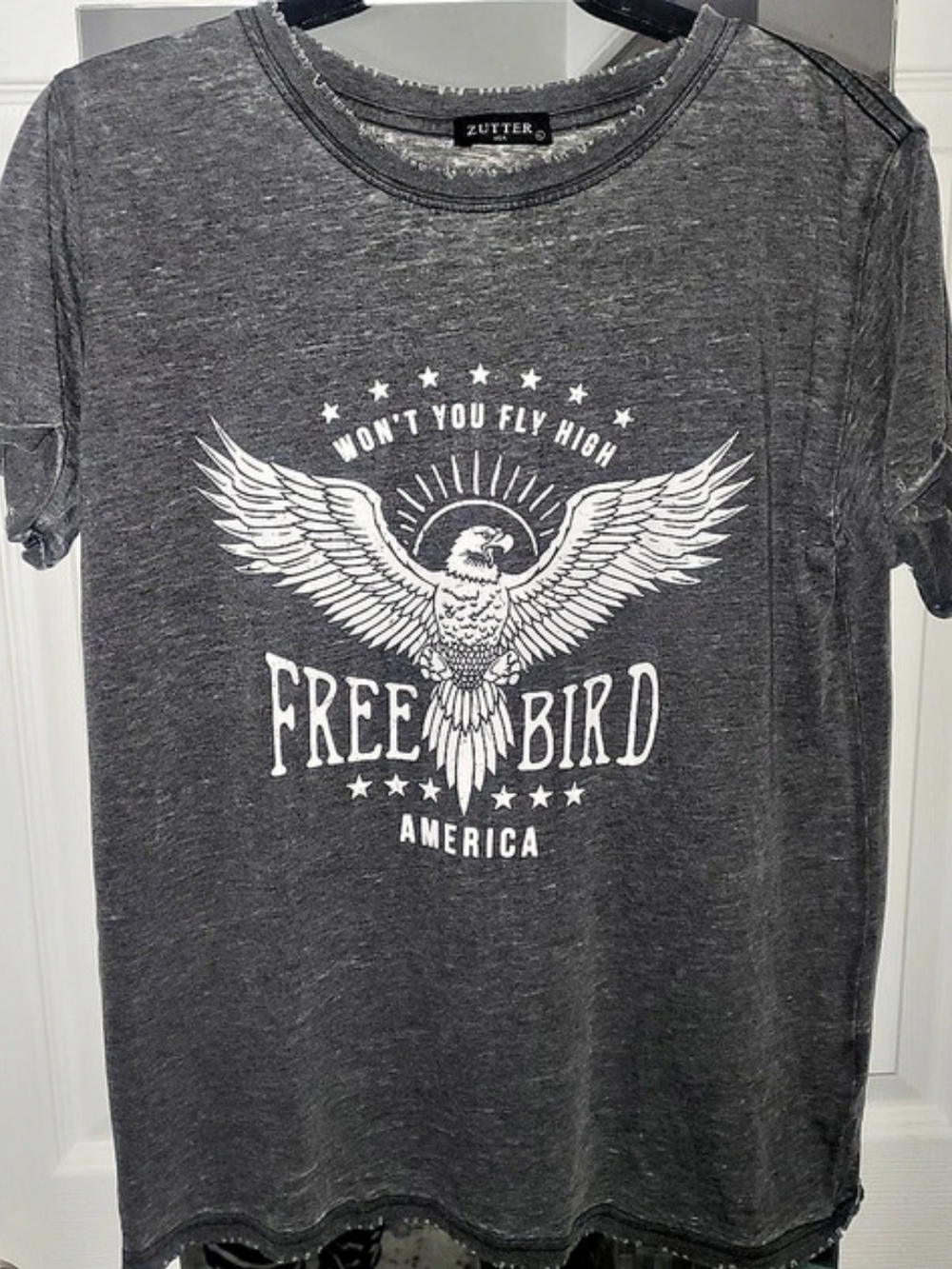 Zutter Free Bird America Graphic Tee Gray